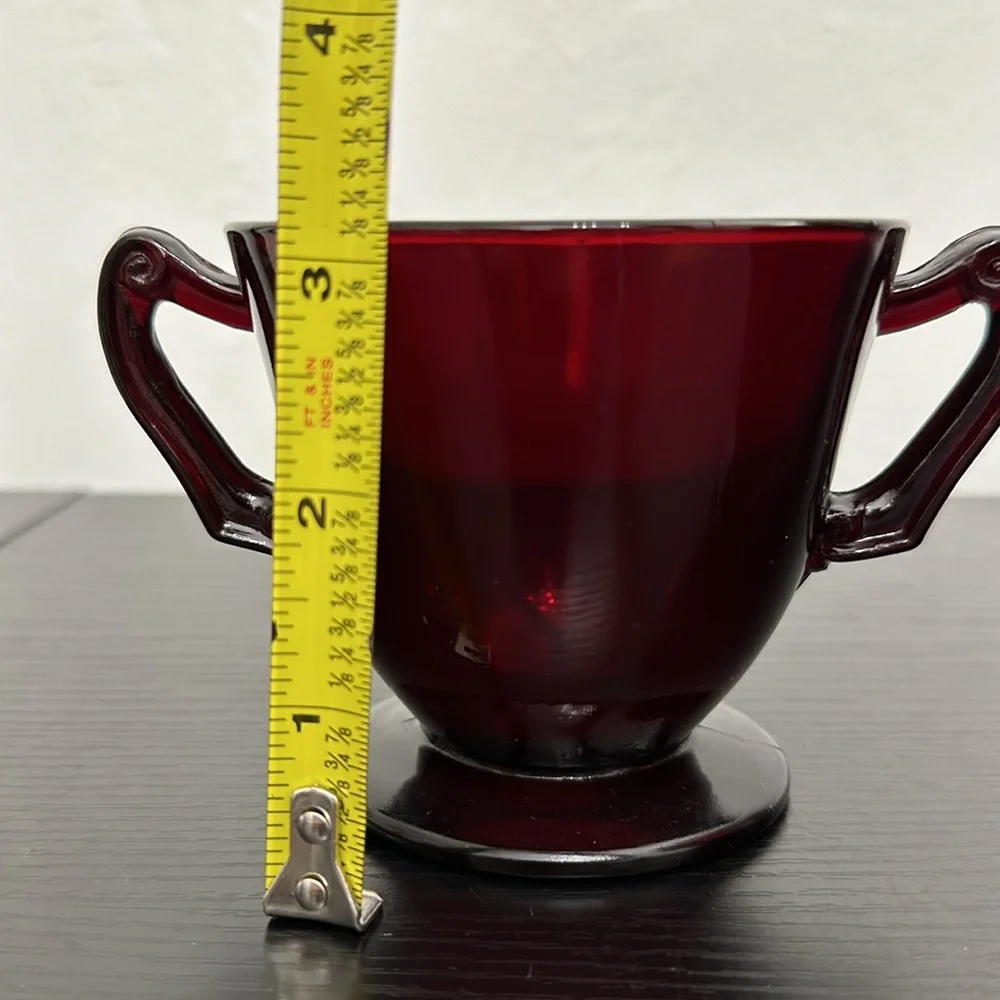 Anchor Hocking Royal Ruby Vintage Cream & Open Sugar Set
